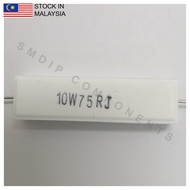2PCS 75R ±5% 10W, Axial Lead Through Hole Wirewound Cement Resistor (10W75RJ)