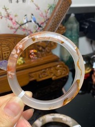 G10櫻花瑪瑙牛血紅爆米花手鐲 手鈪圈口55.3mm 11mm