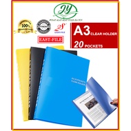 A3 20 pockets East File Clear Holder  /Pocket Clear File /Clear Book / Display Book/Document File / 