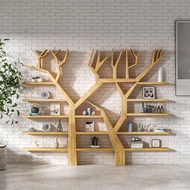 XYSimple Modern Tree-Shaped Bookshelf Solid Wood Wall Full Wall Display Stand Floor Creative Multi-Layer Shelf Assembly