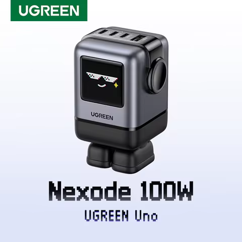 【US Plug】UGREEN Uno 100W GaN Charger Robot Design QC4.0 3.0 PPS for iPhone 17 16 15 Pro Macbook Lapt