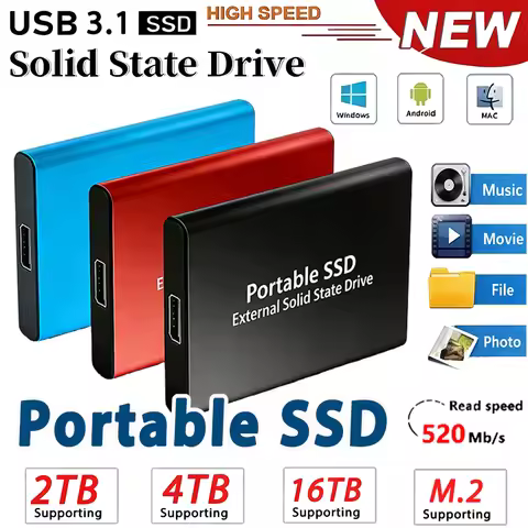 16TB Large Capacity Solid State Disks 2TB 4TB External Hard Drive High Speed SSD Drive Storage HDD F