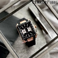 [Original] Cerruti 1881 CTCIWGO0018810 Square Men's Watch Black Silicone Strap | Official Warranty