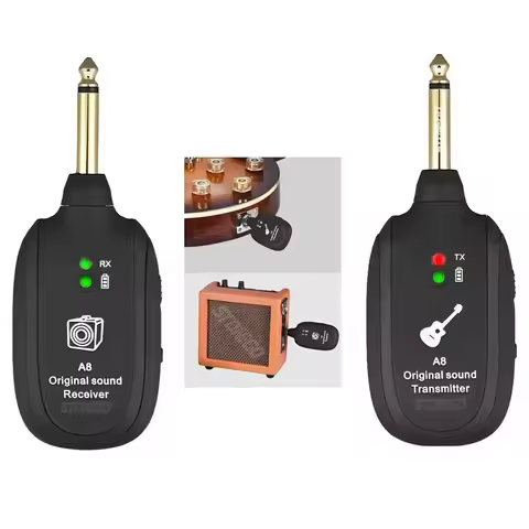 1 Set UHF Guitar Transmitter&Receiver A8 20Hz-20kHz Wireless Guitar Receiver Durable Portable Wirele