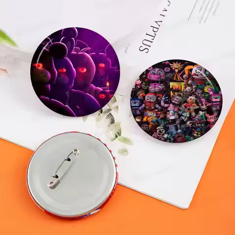 FNAF Five N-Nights At F-Freddy Cartoon Brooches Anime Badge Round Handmade Brooch Lapel Pins Jewelry