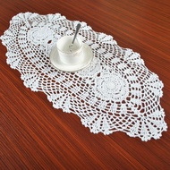 Table Runner Oval Runner Table Tablecloth Vintage 30x70cm White Cotton