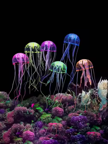 Glowing Artificial Jellyfish Aquarium Decoration Non-Toxic Silicone Floating Ornament for Freshwater