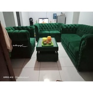 Satu set sofa chesterfield kancing seribu 321 plus meja gratis ongkir bandung