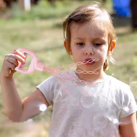 Cartoon Bubble Wand 32 Holes Handheld Bubble Maker Smiling Face Bubble Making Stick Party Favor With