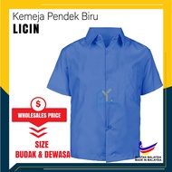 KEMEJA PENGAWAS LENGAN PENDEK BIRU LICIN ( KOSHIBO ) - FH040