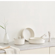 Lenanse Earth IH Pot Frying Pan w/ Detachable Handle Cookware Set 5P