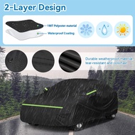SUV Black Protection Car Cover WaterproofSnowproof UV Protection Windproof Outdoor Full Car Cover wi