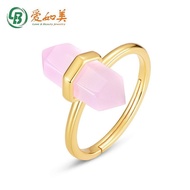 Simple Pink Crystal Rhombus Synthetic Ring s925Silver Gold Plated Pillar Silver Ring Women2022Fashio