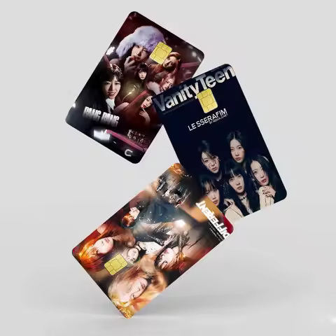 Kpop LE SSERAFIM Anime Diy Credit Debit Card Sticker Party Sticker Decoration Waterproof Small Chip 