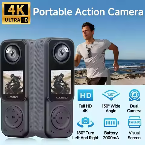 Action Cameras 4k 130° Video Wide Angle WiFi Pocket Action Camera Front 2K And Rear 2K Night Vision 