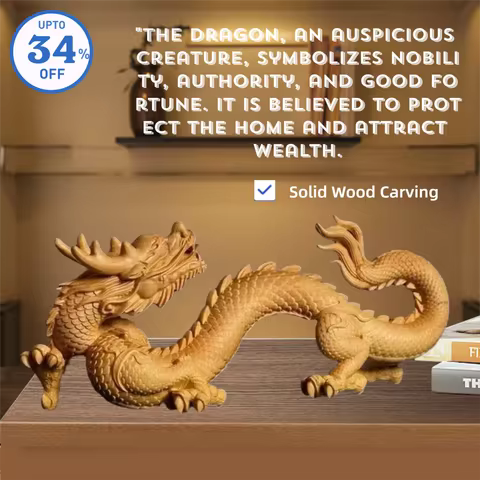 Wood carving Shenlong Animals Statue Chinese Auspicious Beast,Solid wood Carving Home Room Office We