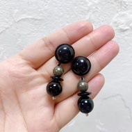 黃鐵礦//黑瑪瑙//垂墜耳環