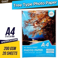 QUAFF Photo Paper No Back Printing A4 Size 200Gsm - 20 sheets per pack
