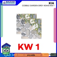Kia - Keramik Lantai Kamar Mandi Kasar Tile Cobble Garden Grey 40X40