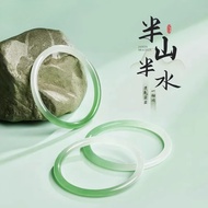 Original Green Agate Bangle Ice Transparent Chalcedony Bangle Jade Bangle Dingdang Bangle Fine Round