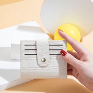 Simple Buckle Stone-Patterned Wallet with Multiple Card Slots and Coin Pouch