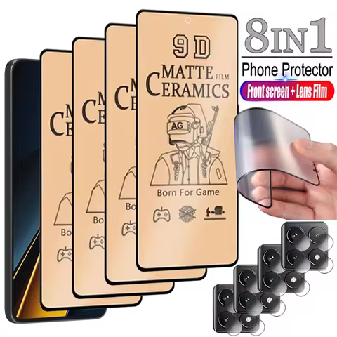 8IN1 Matte Ceramic Film For Xiaomi Poco X7 X6 Pro X5 X3 NFC X4 GT Lens Screen Protector For POCO F7 