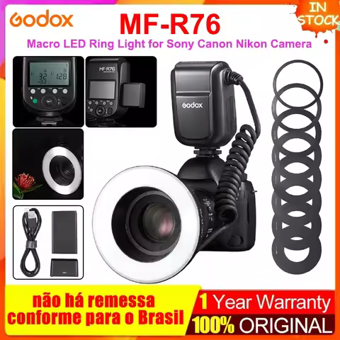 Godox MF-R76 Macro LED Ring Light RING76 5000K Speedlite Flash Light for Sony Canon Nikon Camera 5D 