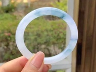 冰種翡翠天然翡翠玉鐲 A玉手鐲 玉鈪 • 冰種藍飄花翡翠圓鐲