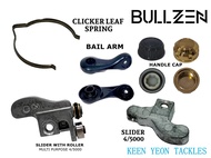 BULLZEN SPARE PART SLIDER & CLICK LEAF SPRING / HANDLE CAP / BAIL ARM