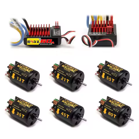 540 Brushed Motor 13T/21T/35T/45T/55T/80T & 60A Brushed ESC Combo For 1/10 RC Crawler Axial SCX10 II