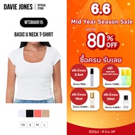 DAVIE JONES WOMEN [BE FEARLESS] Women's Basic U Neck T-Shirt White Black Pink Beige BA0015