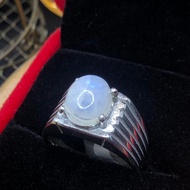 Cincin Lelaki Batu Natural Moonstone  Asli Steel / Natural  Moonstone Men Stainless Steel Ring