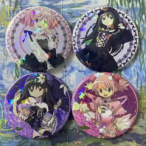 58MM Anime Magical Girl Xiaoyuan Starry Badge Kaname Madoka Miki Sayaka Akemi Homura Cartoon Brooch 