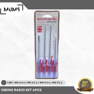 Obeng Radio Set 4 Pcs Plus Minus/Screwdriver/OBENG HP TV KULKAS LAPTOP/OBENG RADIO SET ISI 4PCS/OBEN