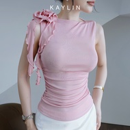 Áo kiểu KAYLIN phối hoa vai chất vải thun có giản phong cách cá tính BST Hè 2025 - N2487