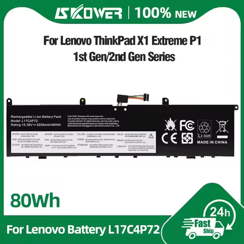 80Wh L17C4P72 Laptop Battery for Lenovo Thinkpad P1 1st 2nd Gen1 2 X1 Extreme Gen 1 2 01AY968 01AY96
