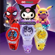 OCwatch Boy Watch Set Jam Tangan Budak Lelaki Perempuan Jam Spiderman Kuromi Melody Elsa Light Gift