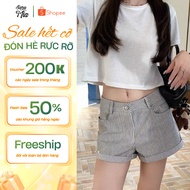 [S16] SARAMIA jean shorts, low-rise striped pants with a slim form to flatter your figure, super cut