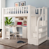 Imported solid wood loft bed for dormitory and home use, with a bed and desk combination, upper bed 