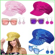RAN 60s 70s 80s Disco Accessories Halloween Fancy Dressing Costume Disco Costume Outfits Sequins Cap