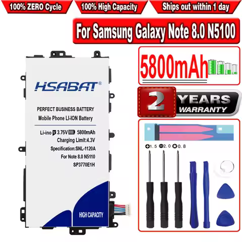 HSABAT 5800mAh SP3770E1H Battery for Samsung Galaxy Note 8.0 N5100 N5120 N5110 GT-N5100 GT-N5110