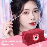 Cute Plush Makeup Bag Storage Bag Cartoon Pattern Practical Grooming Travel Portable Soft G0o2
