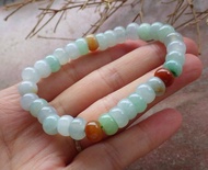 Certified Green 100% Natural A JADE Jadeite Bead Beads Bangle Circle Bracelet 手链 517569 ** It can adjust 6.5 inches to 8 inches TN