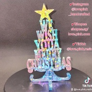 ❤️Love Pink❤️ INSTOCK 🌲'We wish you a Merry Christmas' Multi Glitter Tree Stand🌲