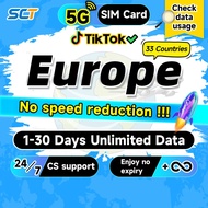 Wefly Europe SIM Card 3-30 Days Daily 500MB-3GB Unlimited Data For France/Greece/UK/Italy SIM Card