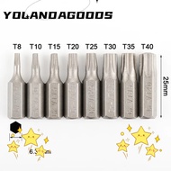 YOLA 1pc Torx Bits, 1/4 Inch Hex Shank T6-T40 Screw Driver Bit, 25mm Length S2 Alloy Steel 6 Point S