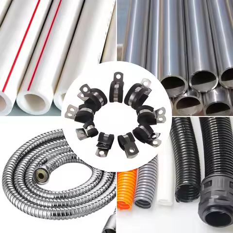 20Pcs/Lots 6mm-25mm Rubber Lined P Clips Wiring Hose Clamp Pipe Cable Mounting Fix Fasteners Hardwar