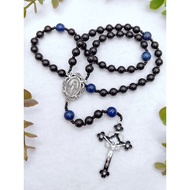 Catholic Rosary Miraculous Medal Black Ebony Wood Lapis Lazuli Black Sunburst Crucifix Confirmation 