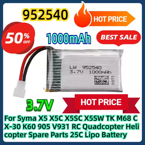 For Syma X5 X5C X5SC X5SW TK M68 CX-30 K60 905 V931 RC Quadcopter Helicopter Spare Parts 3.7V 1000mA