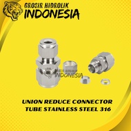 8mm x 6mm Union Connector Reducer Tube 8mm x 6mm Stainless Steel 316